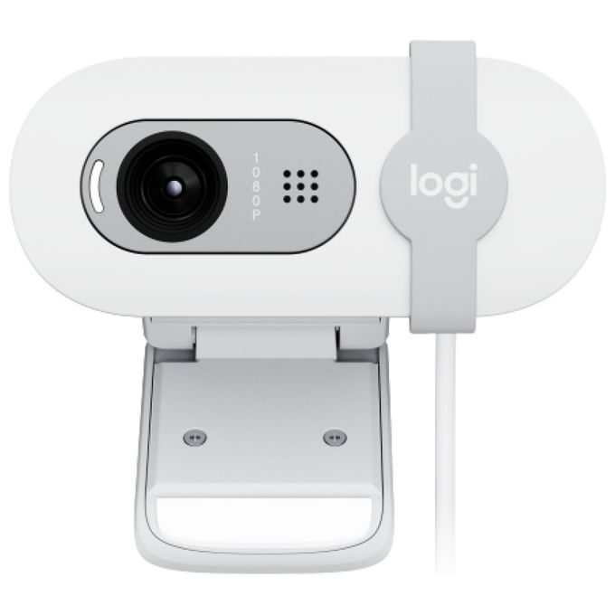 Logitech 960-001617 Brio 100 Webcam Full HD 1080p con Microfono Integrato e Copriobiettivo per Privacy colore Bianco