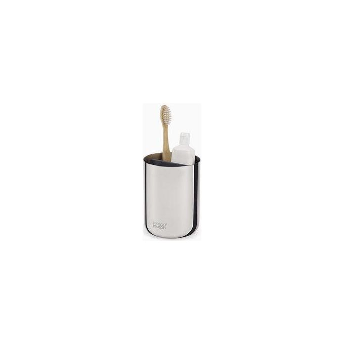 Joseph Joseph 70580 EasyStore Luxe Portaspazzolini in Acciaio Inossidabile con 3 Scomparti Divisori Interni Base Antiscivolo colore Argento