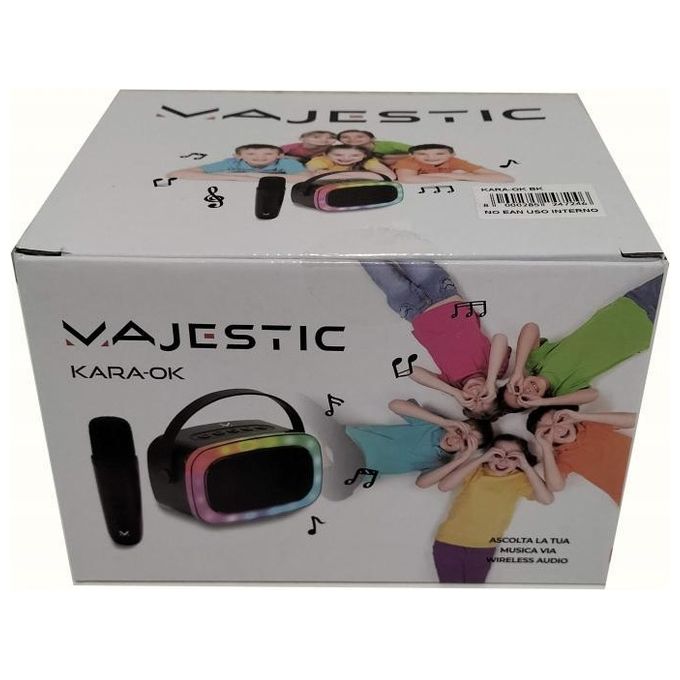 New Majestic Speaker Kara Ok Black con Microfono Funzioni Karaoke e Magic Voice