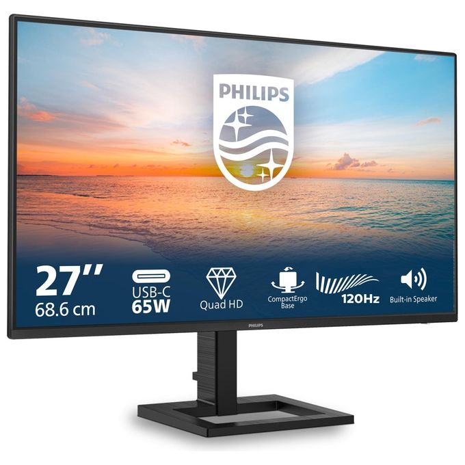 PHILIPS 27E1N1600AE Serie 1000 Monitor 27'' IPS QHD 2560x1440 100Hz 4ms GtG USB-C Hub Altoparlanti Integrati VESA Regolazione Altezza colore Nero