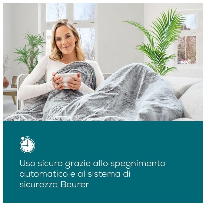 Beurer HD 75 Nordic Grey Green Planet Termocoperta 180x130 cm 6 Livelli di Temperatura Spegnimento Automatico Lavabile colore Grigio