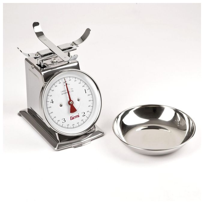 Girmi PS9000 Bilancia Meccanica da Cucina 5 Kg Funzione Tara Ciotola Acciaio Inox colore Argento