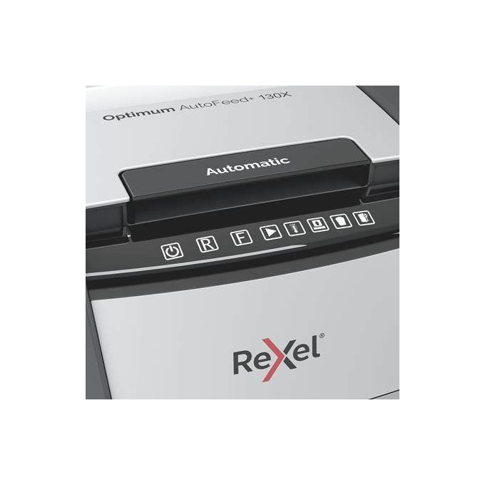 Rexel 2020130X Optimum Auto Feed+ Distruggidocumenti Automatico 130 Fogli Taglio a Frammento 44 Litri Cestino Removibile