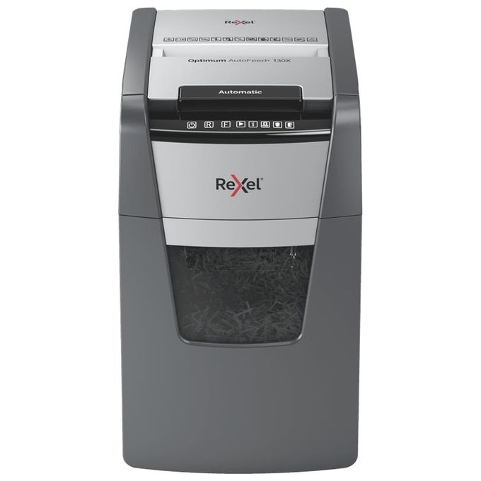 Rexel 2020130X Optimum Auto Feed+ Distruggidocumenti Automatico 130 Fogli Taglio a Frammento 44 Litri Cestino Removibile