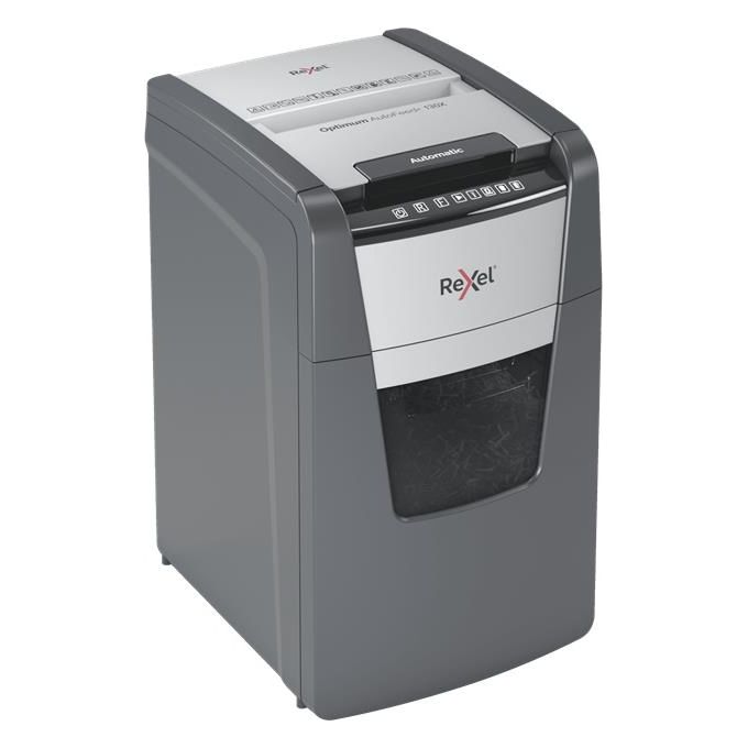 Rexel 2020130X Optimum Auto Feed+ Distruggidocumenti Automatico 130 Fogli Taglio a Frammento 44 Litri Cestino Removibile