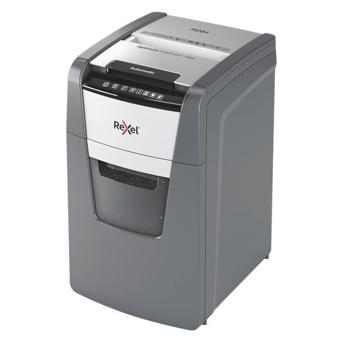 Rexel 2020130X Optimum Auto Feed+ Distruggidocumenti Automatico 130 Fogli Taglio a Frammento 44 Litri Cestino Removibile
