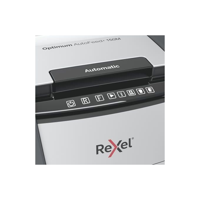Rexel 2020150M Optimum Auto Feed+ Distruggidocumenti Automatico 150 Fogli Taglio a Micro Frammento 44 Litri Cestino Removibile