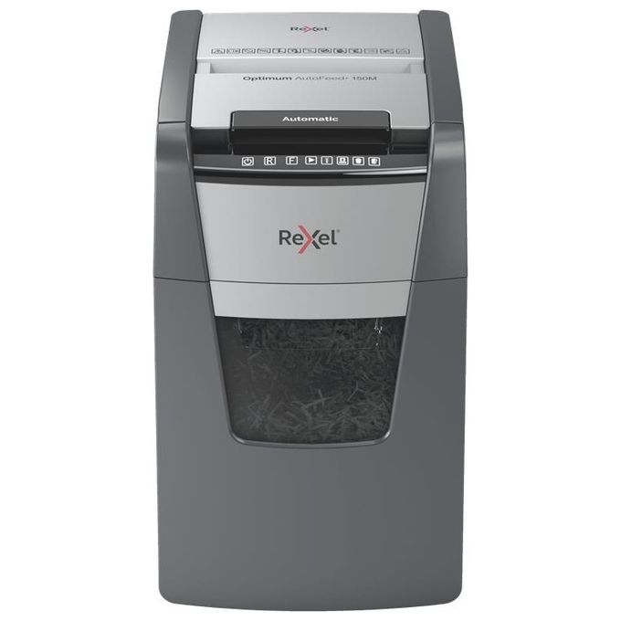 Rexel 2020150M Optimum Auto Feed+ Distruggidocumenti Automatico 150 Fogli Taglio a Micro Frammento 44 Litri Cestino Removibile