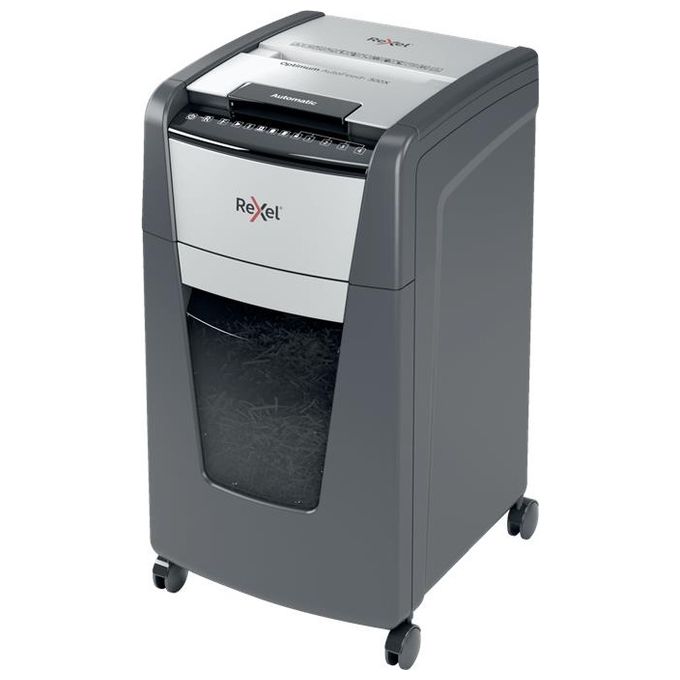 Rexel Optimum Auto Feed+ Distruggidocumenti Automatico 300 Fogli Taglio a Frammento 60 Litri Cestino Removibile con Rotelle