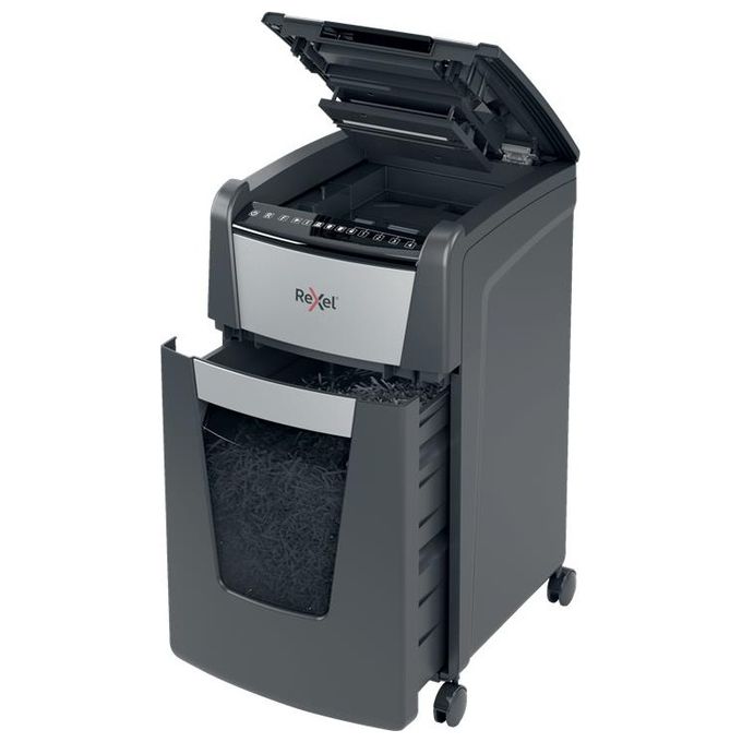 Rexel Optimum Auto Feed+ Distruggidocumenti Automatico 300 Fogli Taglio a Frammento 60 Litri Cestino Removibile con Rotelle