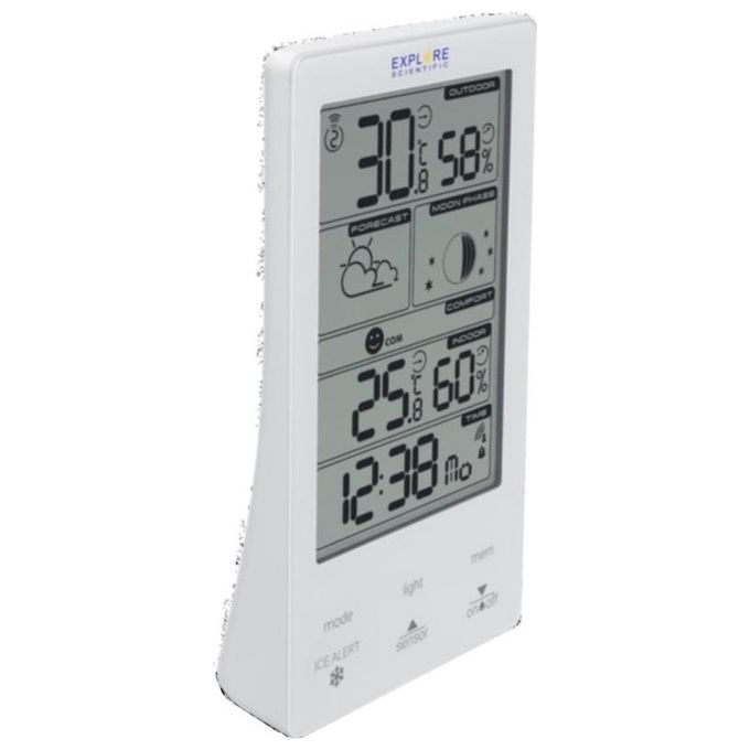Explore Scientific WSH4009GYE000 Stazione Meteo Display Touch Temperatura Umidita' Interna Esterna Dual Alarm Fasi Lunari Ice Alert colore Bianco