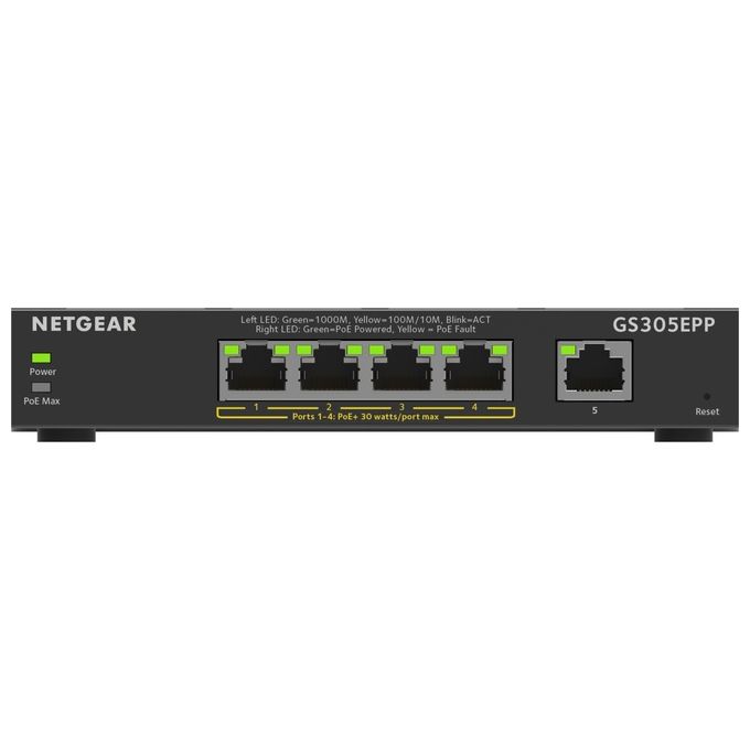 NETGEAR GS305EPP-100PES GS305EPP Switch Gestito L2-L3 5 Porte Gigabit Ethernet con PoE+ 4 Porte 120W colore Nero