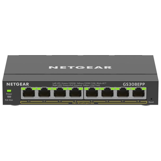 Netgear GS308EPP Switch Gestito L2 L3 8 Porte Gigabit Ethernet PoE+ 123W 16 Gbit-s colore Nero