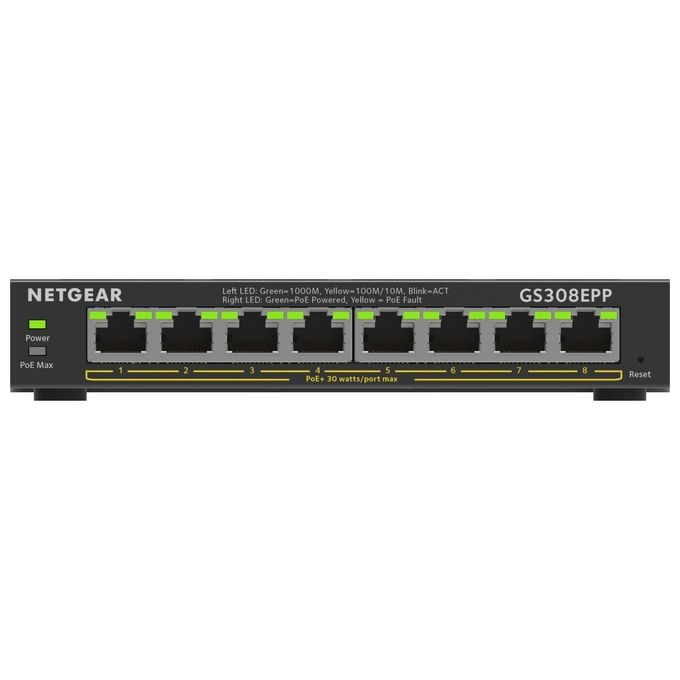 Netgear GS308EPP Switch Gestito L2 L3 8 Porte Gigabit Ethernet PoE+ 123W 16 Gbit-s colore Nero