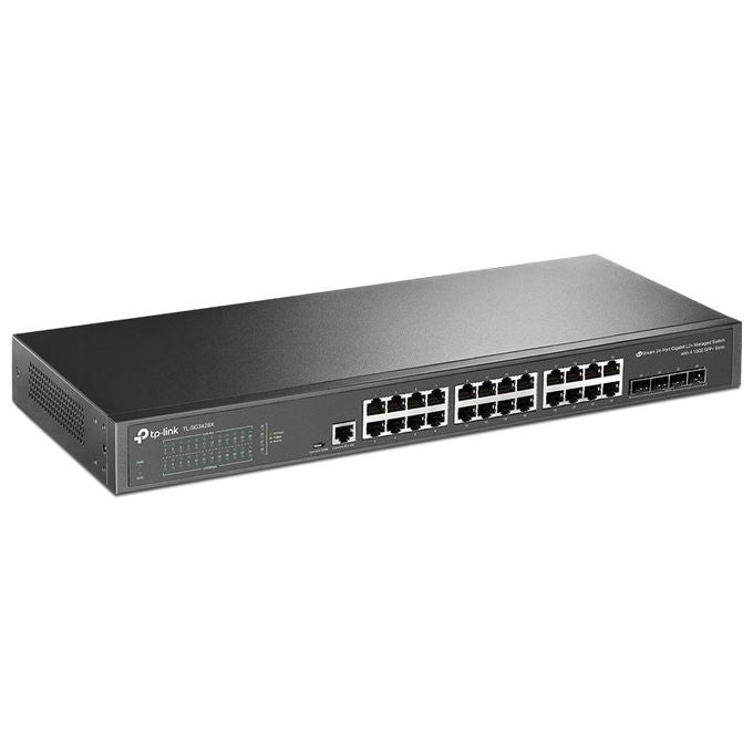 TP-Link SG3428X Omada Switch Gestito L2+-L3 24 Porte Gigabit 4 Slot SFP+ 10G 128 Gbps Fanless colore Nero
