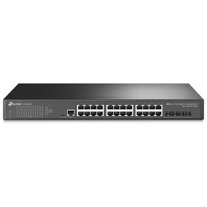 TP-Link SG3428X Omada Switch Gestito L2+-L3 24 Porte Gigabit 4 Slot SFP+ 10G 128 Gbps Fanless colore Nero