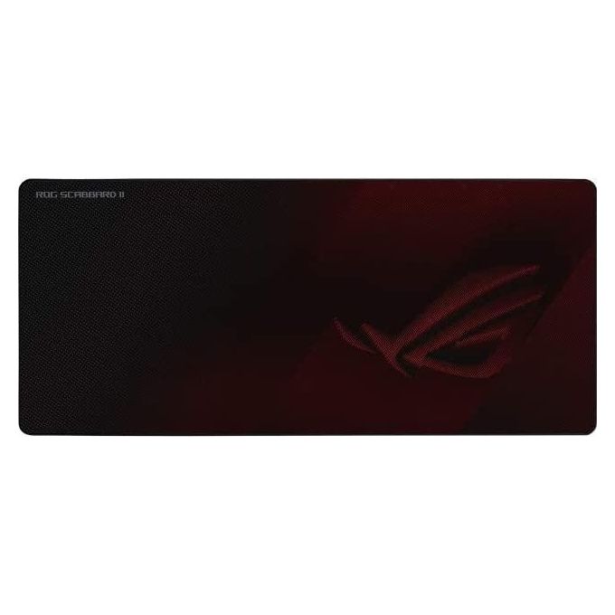 ASUS 90MP0210-BPUA00 ROG Scabbard II Tappetino per Mouse Gaming in Tessuto con Base in Gomma Antiscivolo e Barra Appoggiaferro 900x400x0.3 cm colore Nero Rosso