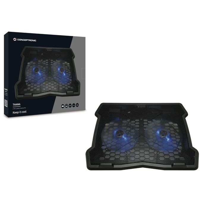 Conceptronic THANA06B Tappetino di Raffreddamento 2 Ventole