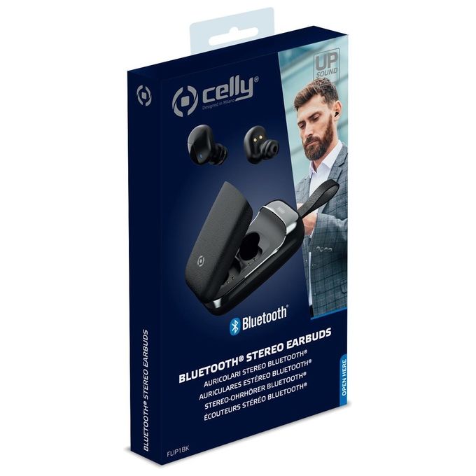 Celly True Wireless Earbuds Flip Auricolari con Microfono Nero