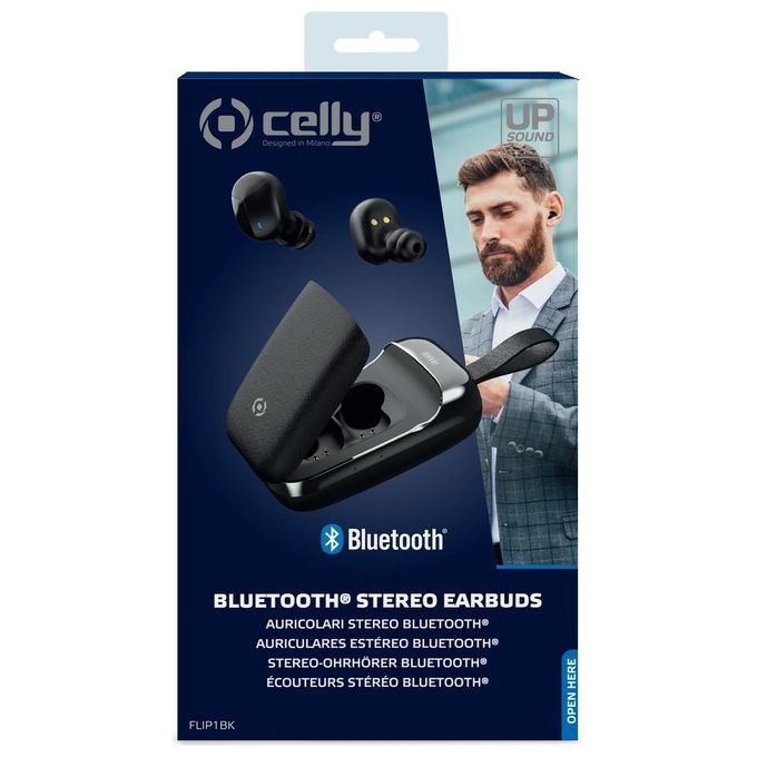 Celly True Wireless Earbuds Flip Auricolari con Microfono Nero