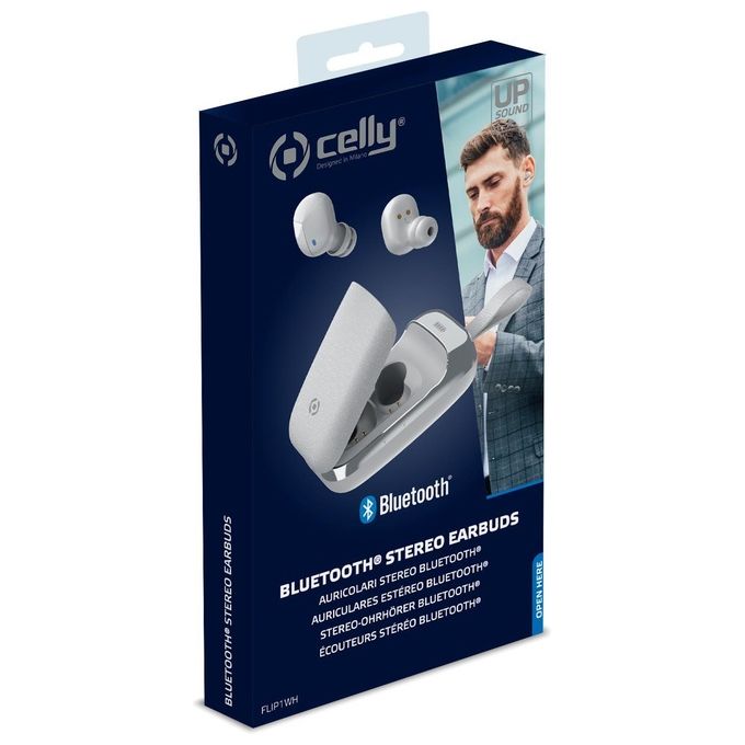 Celly True Wireless Earbuds Flip Auricolari con Microfono Bianco