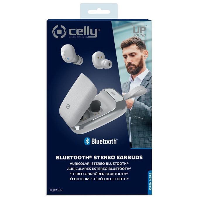 Celly True Wireless Earbuds Flip Auricolari con Microfono Bianco