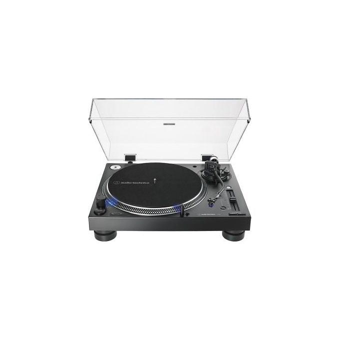 Audio-Technica AT-LP140XPBK Piatto per DJ ad azionamento diretto Motore CC Senza Spazzole 3 Velocita' 33 1-3 45 78 Giri-min Controllo Pitch Quarzo +-- 8% +-- 16% +-- 24% Braccio a S Regolabile Testina AT-XP3 colore Nero