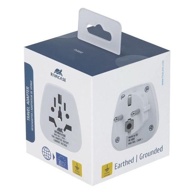 Rivacase PS4100 W00 Adattatore da Viaggio da Mondo a EU