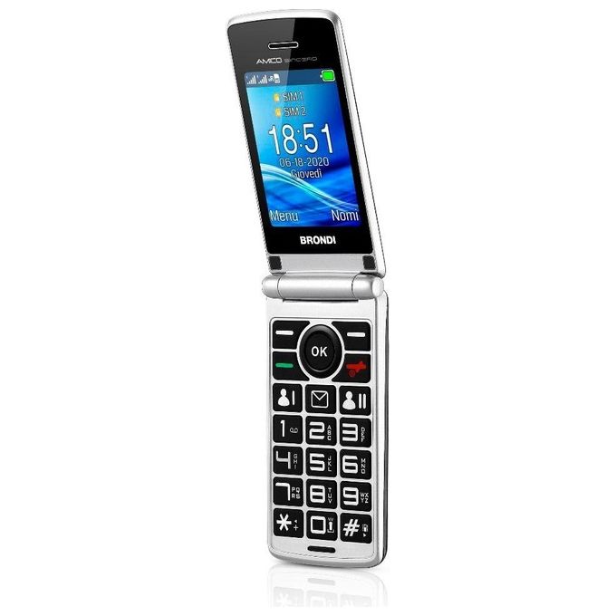 Brondi Amico Sincero Telefono Cellulare per Anziani Dual SIM Tasto SOS Bluetooth Fotocamera 1.3 MP colore Grigio