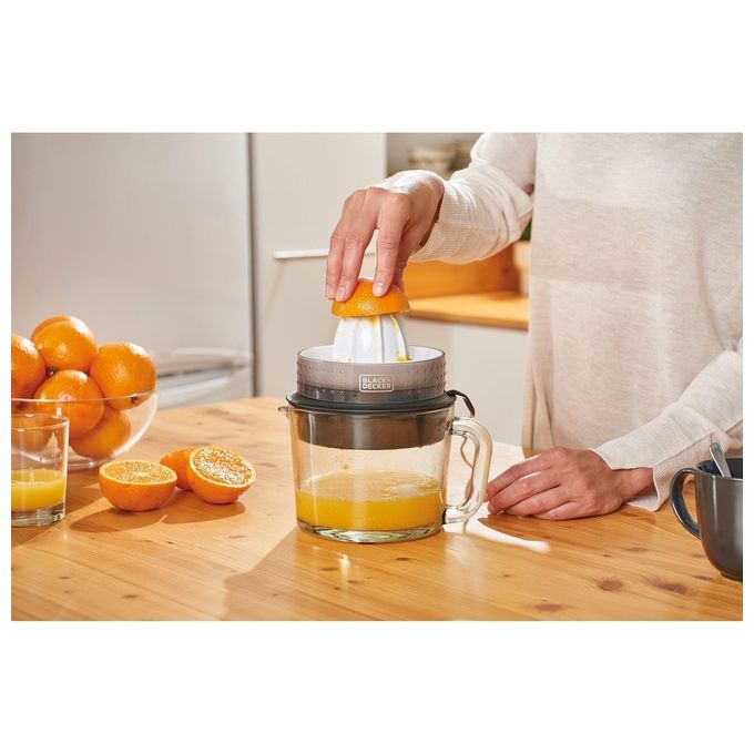 Black+decker BXCJ30E Spremiagrumi Elettrico 30W Caraffa Vetro 1L Doppio Cono Selettore Polpa colore Nero
