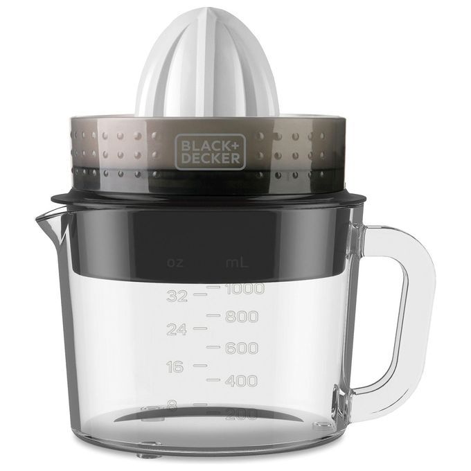 Black+decker BXCJ30E Spremiagrumi Elettrico 30W Caraffa Vetro 1L Doppio Cono Selettore Polpa colore Nero