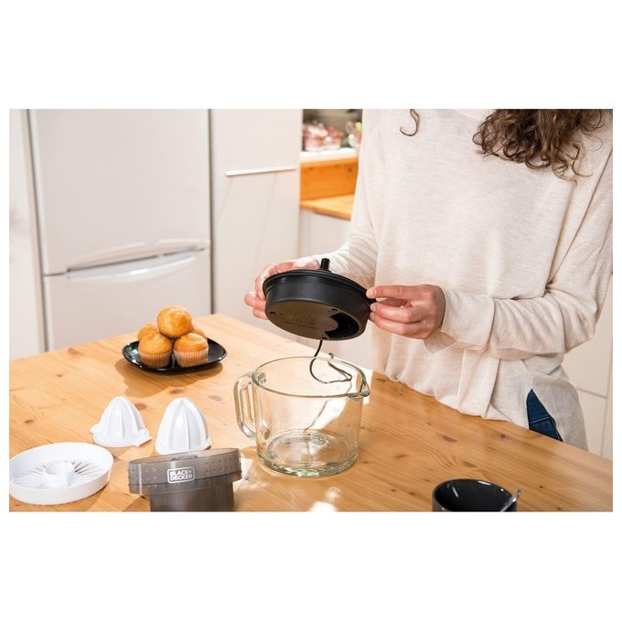 Black+decker BXCJ30E Spremiagrumi Elettrico 30W Caraffa Vetro 1L Doppio Cono Selettore Polpa colore Nero