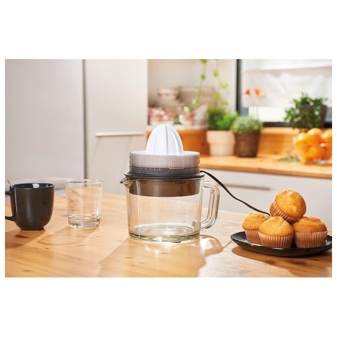 Black+decker BXCJ30E Spremiagrumi Elettrico 30W Caraffa Vetro 1L Doppio Cono Selettore Polpa colore Nero