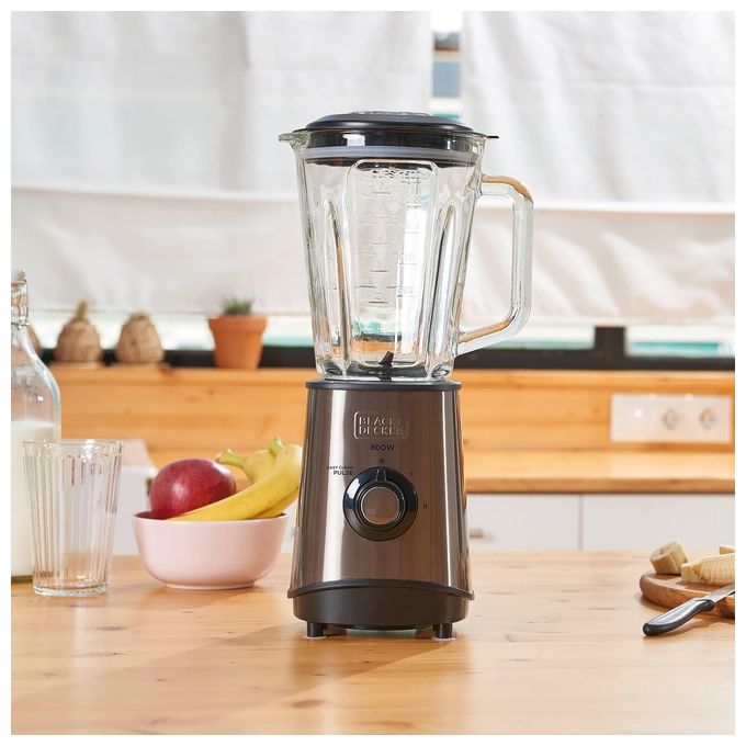 Black+Decker BXJB800E Frullatore a Frusta Capacita' 1,5 L Potenza 800 W in Acciaio Inox Nero