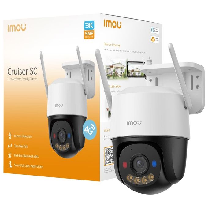 Imou IPC-K7FP-3H0TE-EU Cruiser SC Telecamera IP PTZ 4G 3MP 2K Full Color Wi-Fi 6 IP66 visione notturna 30m sirena 110 dB colore Bianco