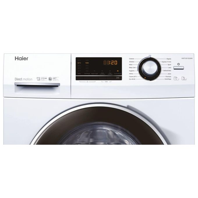 Haier HW70B12636N Serie 636 Lavatrice Carica Frontale Slim 7 kg Classe energetica A+++ Trattamento ABT Partenza Differita  Centrifuga 1200 giri Motore Direct Motion