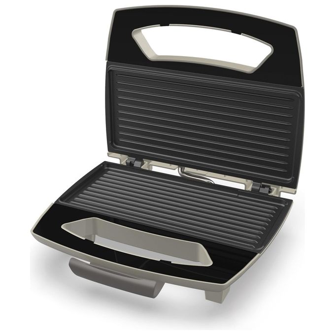 Imetec 8007403074869 TostaandGriglia Tostiera Elettrica Piastre XL Rigate Antiaderenti 3 Toast 800W colore Champagne