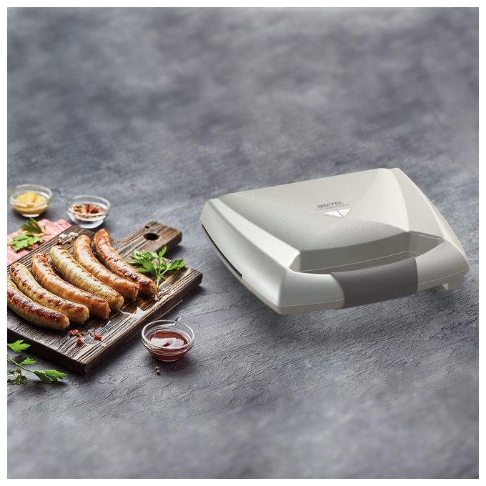 Imetec 8007403074869 TostaandGriglia Tostiera Elettrica Piastre XL Rigate Antiaderenti 3 Toast 800W colore Champagne