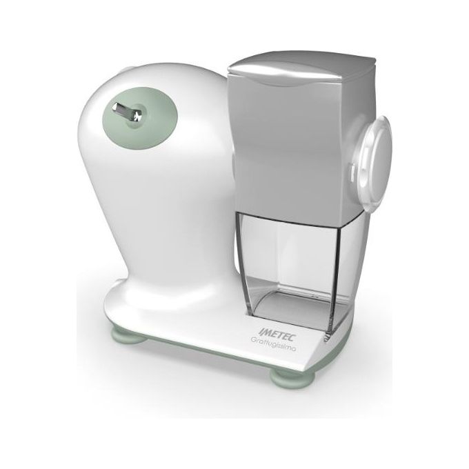 Imetec 7480 Grattugissima Grattugia Elettrica 150W Rullo Acciaio Inox Contenitore Estraibile colore Bianco Verde