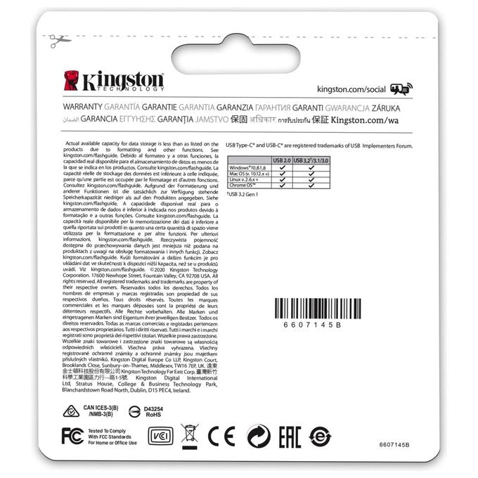 Kingston Technology DataTraveler MicroDuo 3C Chiavetta USB 128Gb Acciaio Inossidabile-Porpora