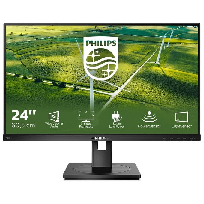Philips 242B1G-00 Monitor PC 23.8'' IPS Full HD 1920x1080 75Hz 4ms Hub USB HDMI DisplayPort VESA colore Nero