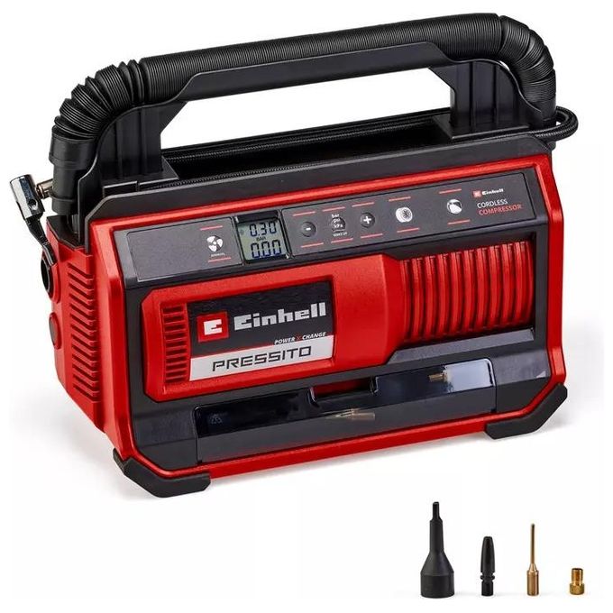 Einhell 4020420 PRESSITO 18-25 Compressore a batteria 18 V max 11 bar con display LCD e funzione auto-stop colore Nero