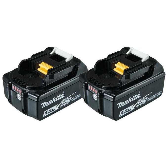 Makita 197288-2 BL1850B Set 2 Batterie Li-Ion 18V 5.0Ah 90Wh Indicatore LED Sistema LXT colore Nero