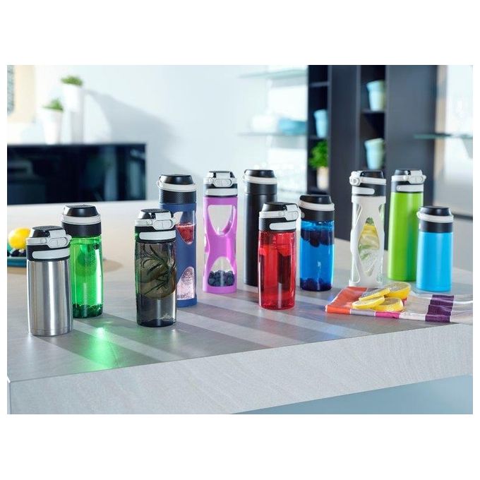 Leifheit Borraccia Flip in Vetro Nero 600ml