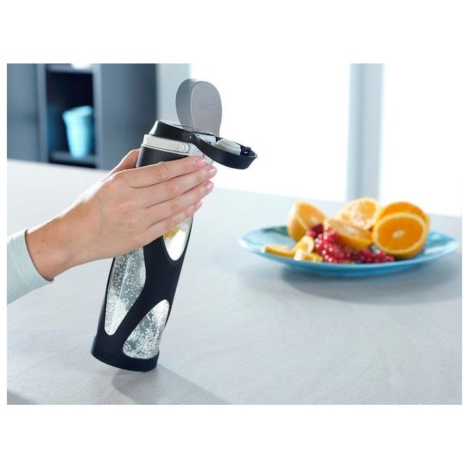 Leifheit Borraccia Flip in Vetro Nero 600ml