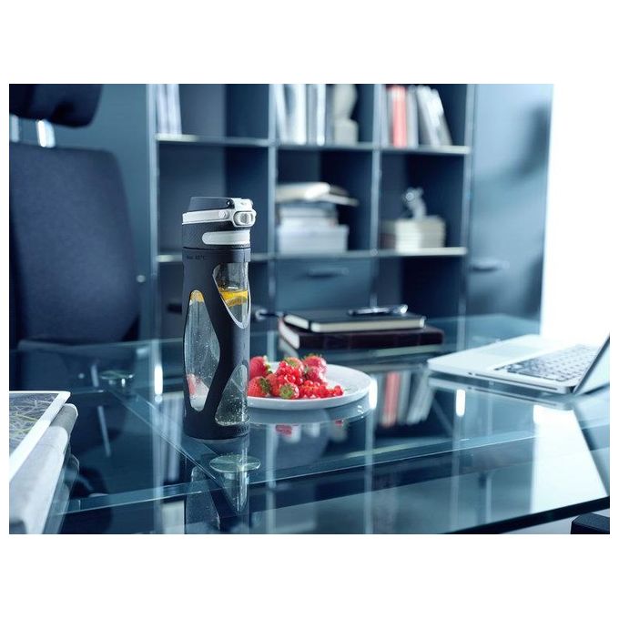 Leifheit Borraccia Flip in Vetro Nero 600ml