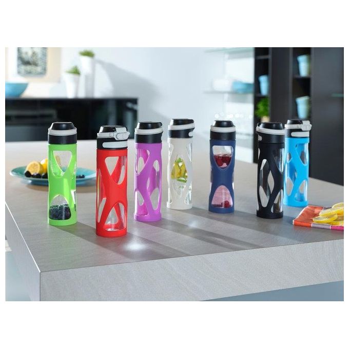 Leifheit Borraccia Flip in Vetro Nero 600ml