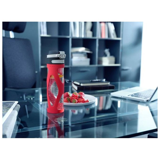 Leifheit Borraccia Flip in Vetro Rosso 600ml