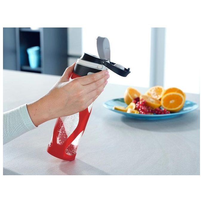 Leifheit Borraccia Flip in Vetro Rosso 600ml