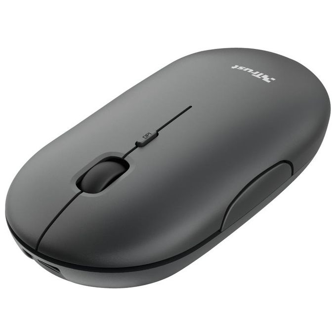 Trust 24059 Puck Mouse Ambidestro Wireless Bluetooth RF Ottico Silenzioso 1600 DPI ricaricabile USB-C colore Nero
